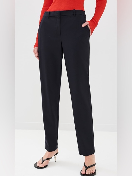 Theory Pants - Theory Black Tailored Straight-Leg Trousers Size 6 Shell 96% Wool 4% Elastane